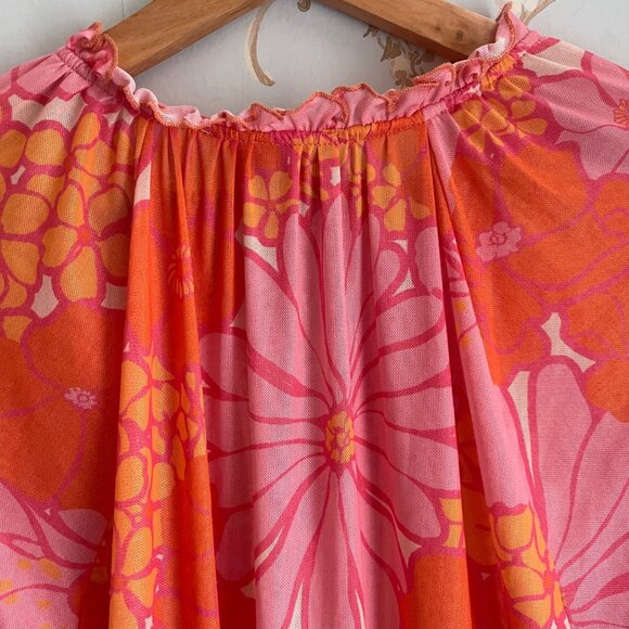 Show Me Your Mumu Womens Sheer Floral Boho Babydoll Dress Size M Festival - Picture 7 of 9